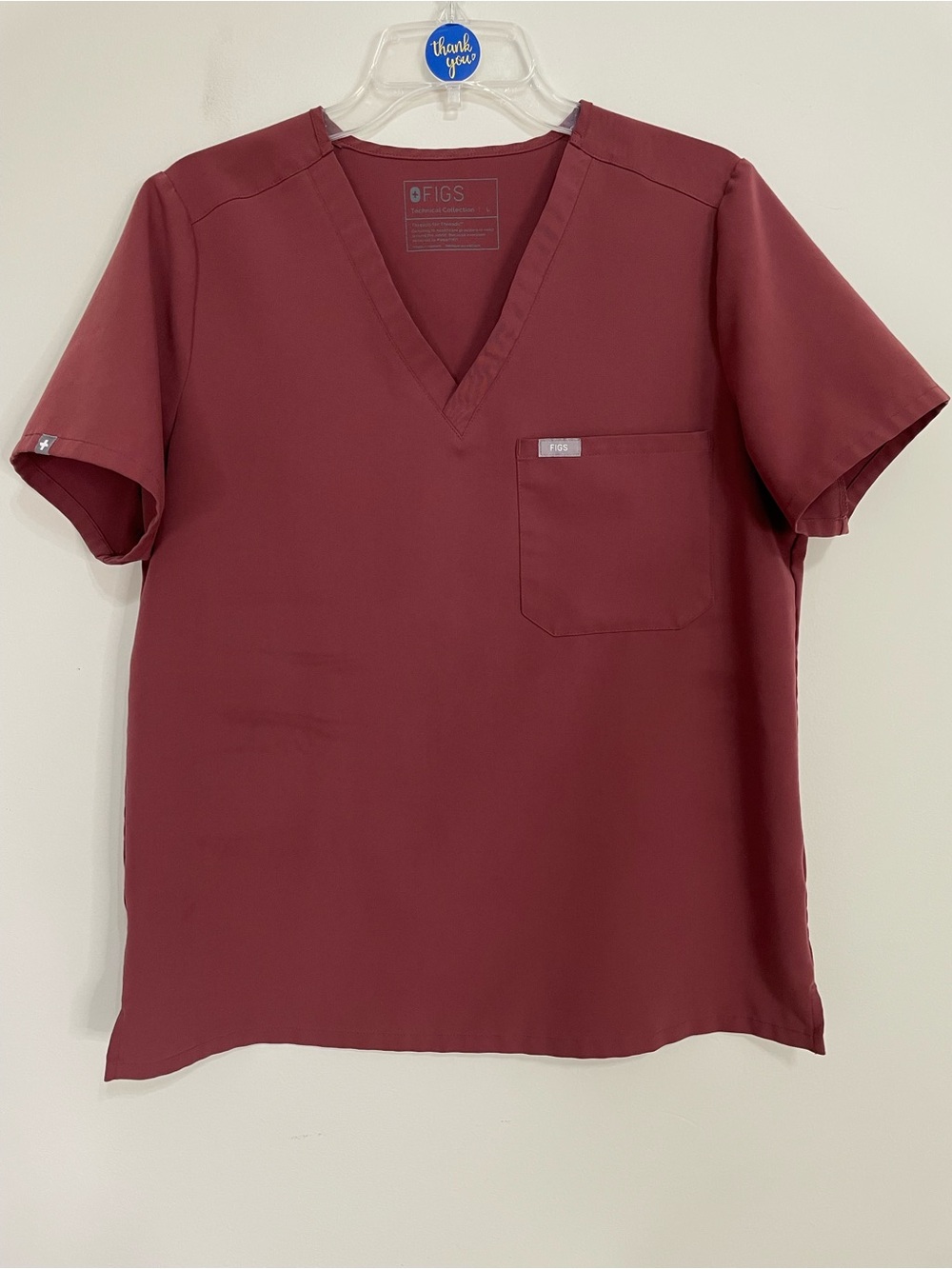 Figs Burgundy V-Neck Scrubs - Size Large ~ Healthcare ~ Caregivers